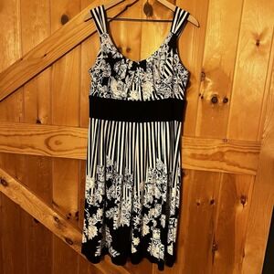Kathy Roberts Womens Dress Size 16 Black & White Floral Sleeveless
